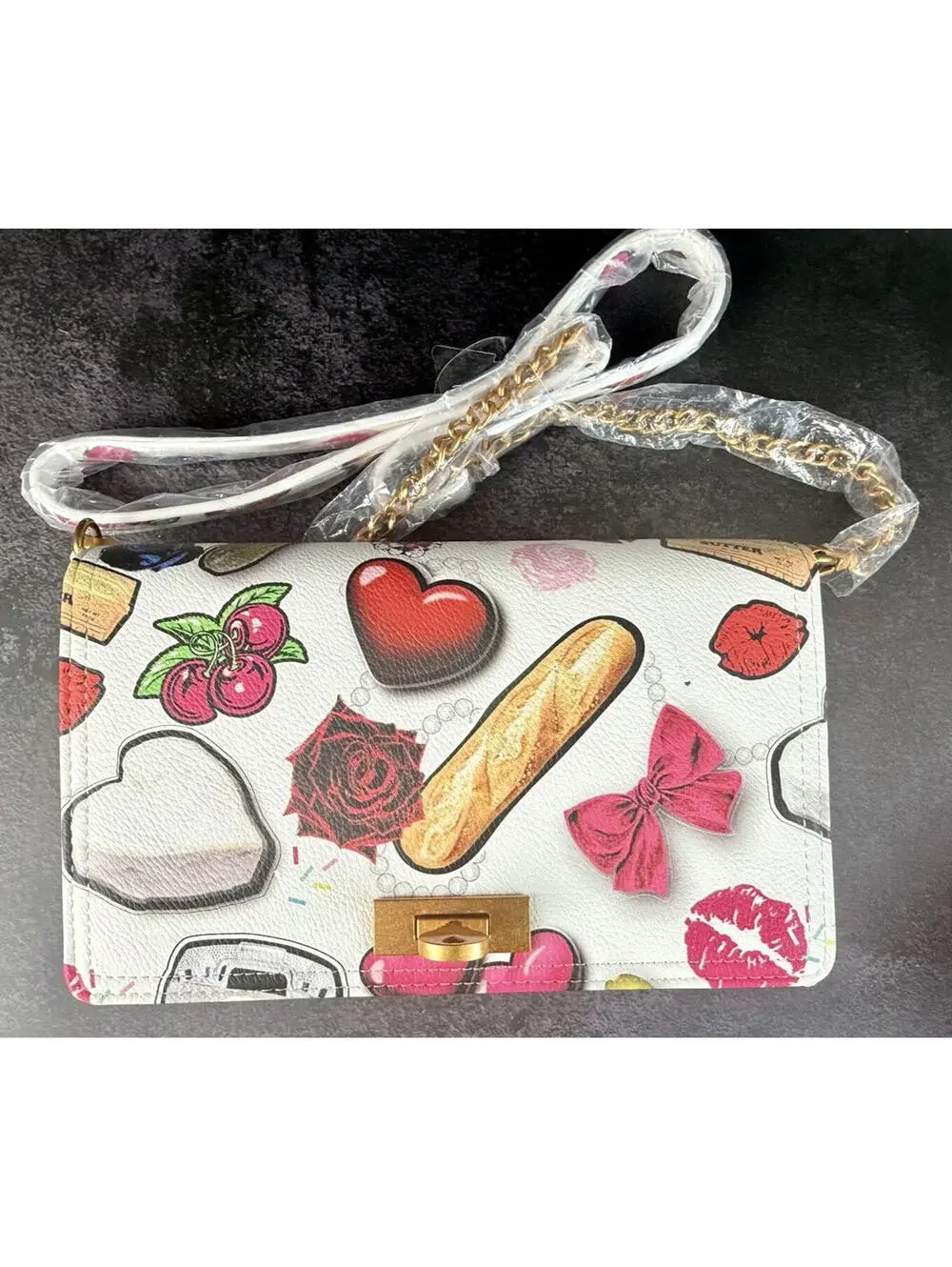 RARE HTF Betsey‎ Johnson Kitsch Foodie Novelty Hearts Crossbody Bag Sample